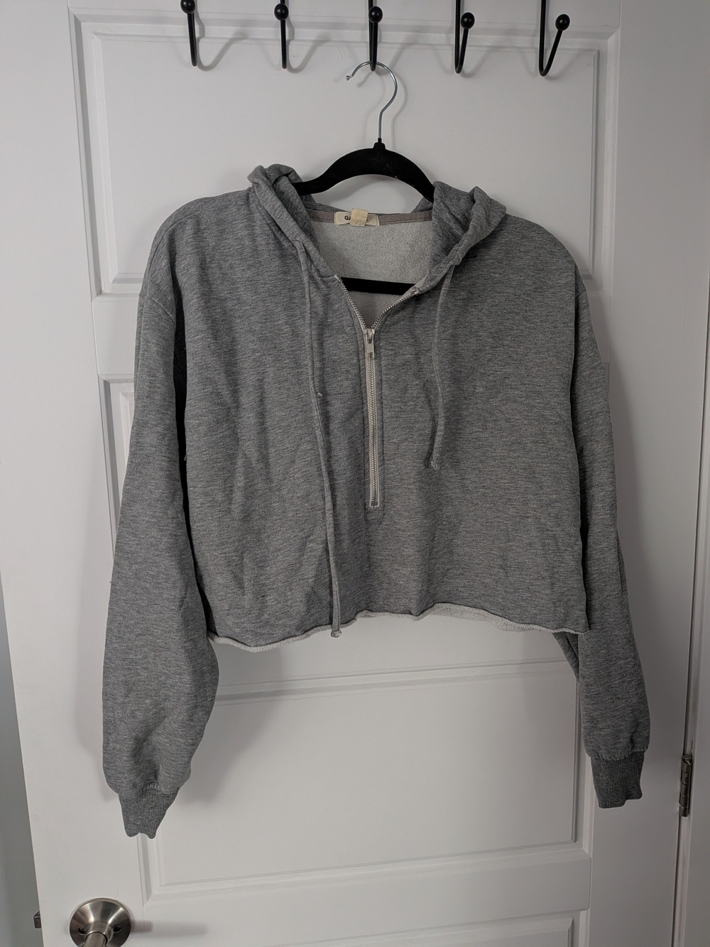 Garage Gray Cropped Half-Zip Hoodie